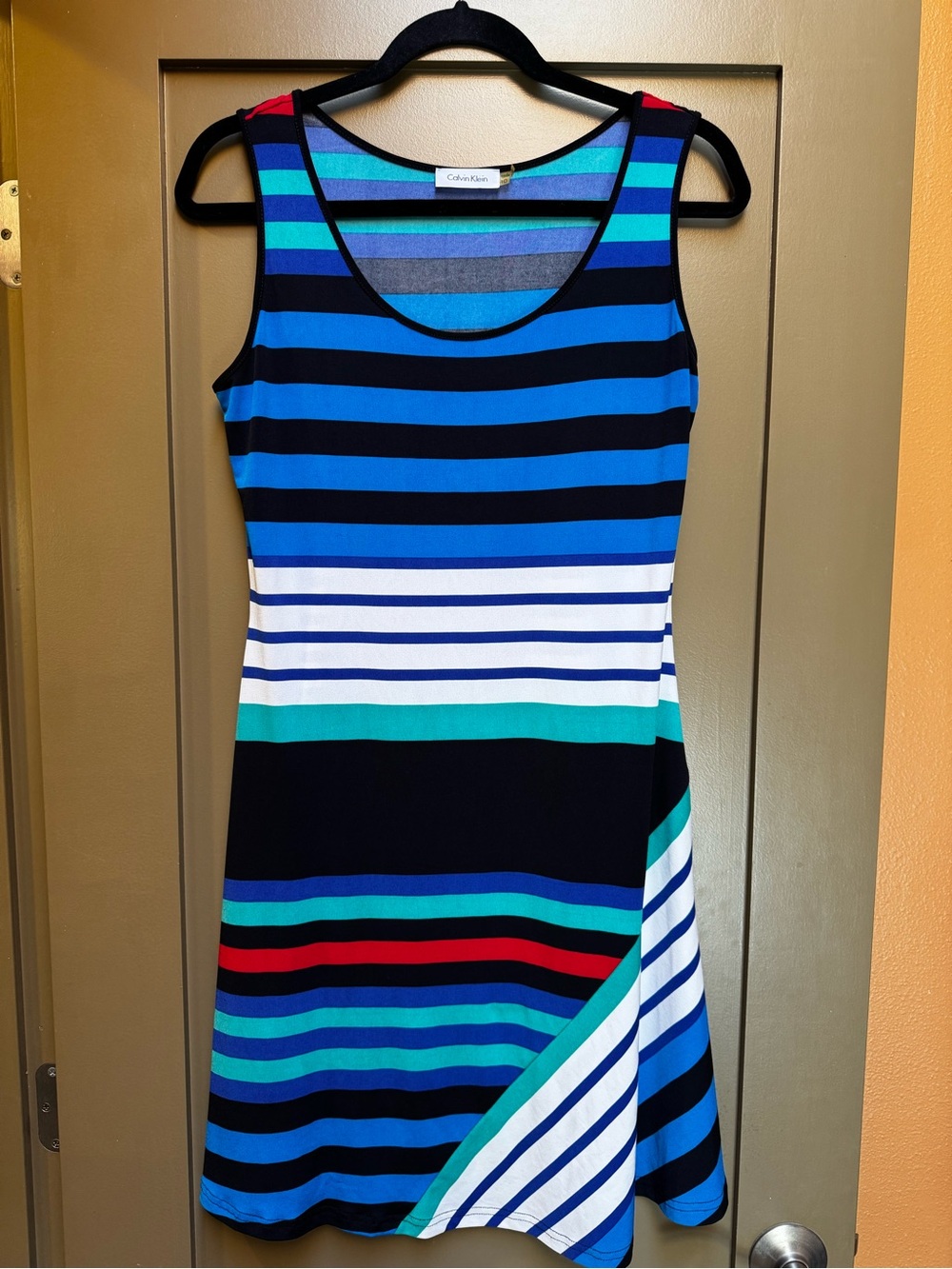 Calvin Klein Multicolor Striped Sleeveless A-Line Dress 10